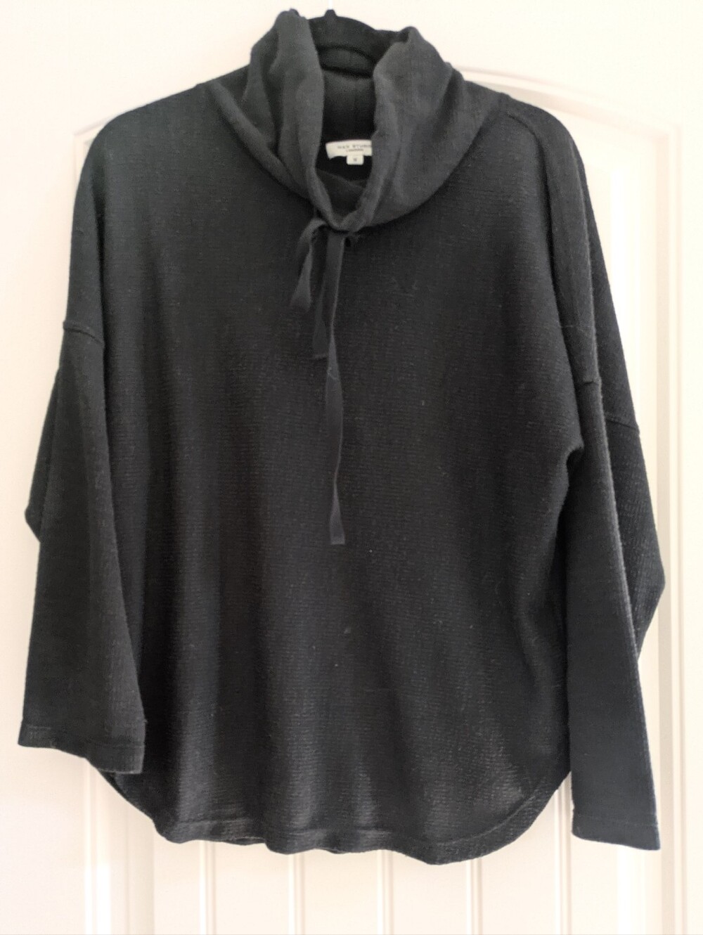 Max Studio Black Cowl Neck Sweater with Tie